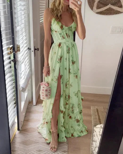Freja | Midiriduk med blomsterprint