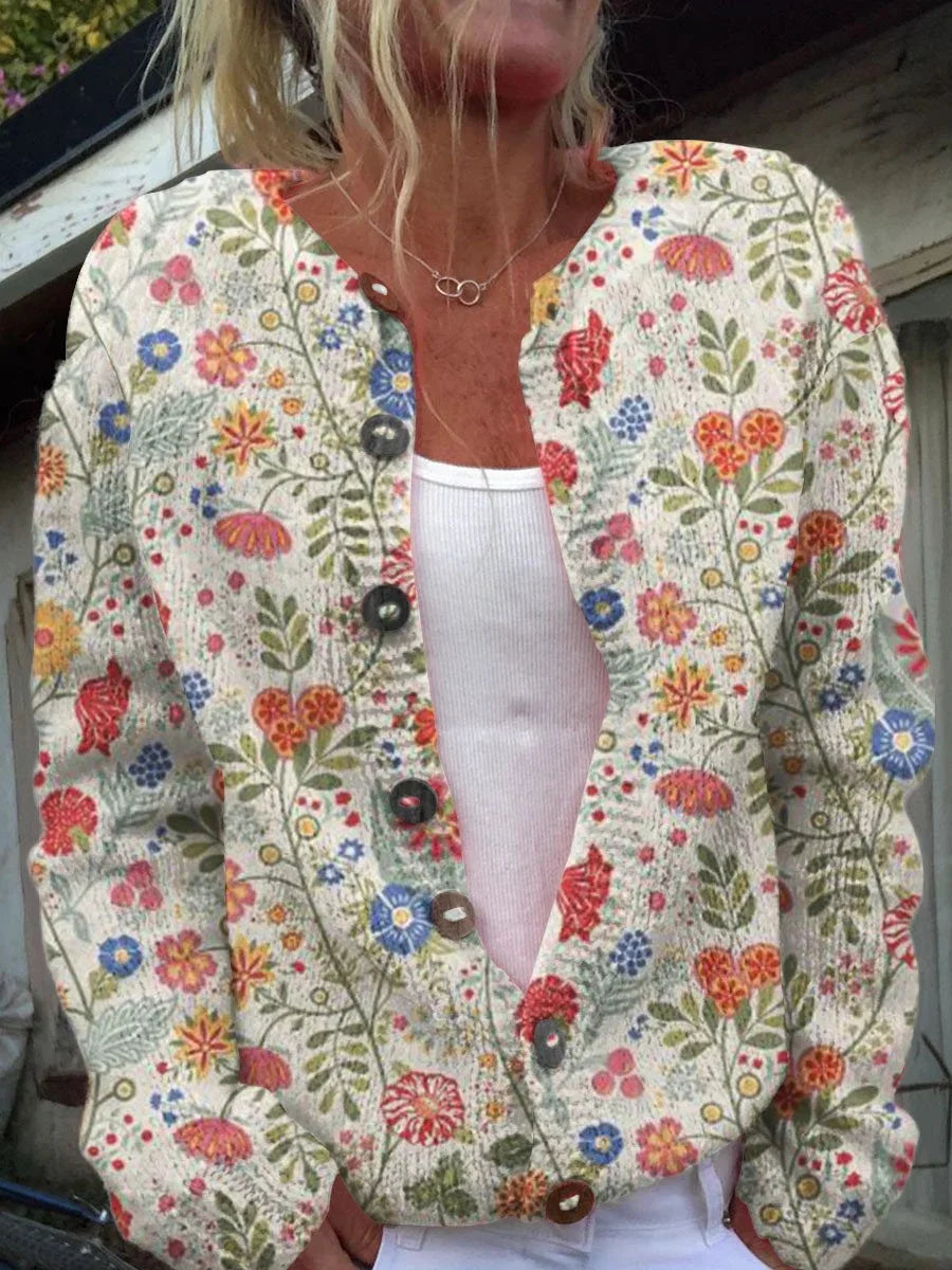 Freya™ | Kvinde Blomsterknap Sweater