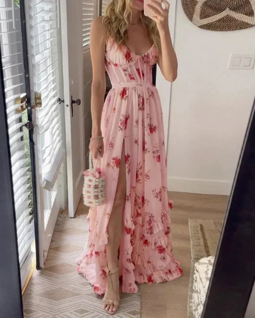 Freja | Midiriduk med blomsterprint