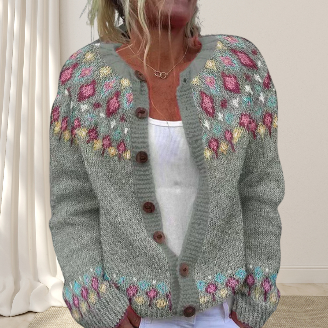 Freya™ | Løsstrikket Chic Cardigan med Mønster