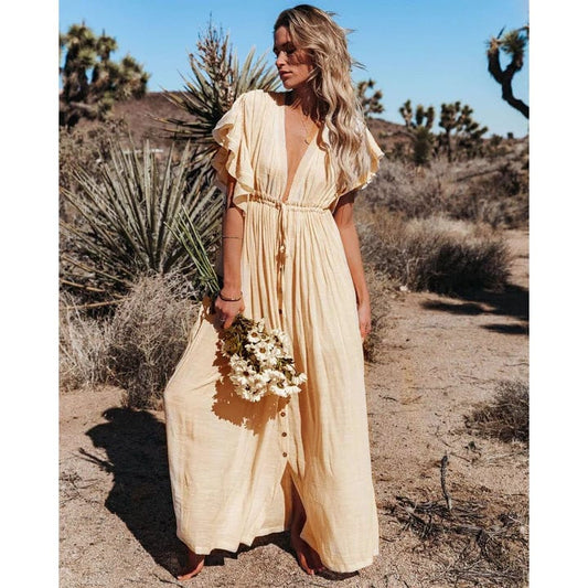 Alva | Maxi Ibiza Kjole i Creme