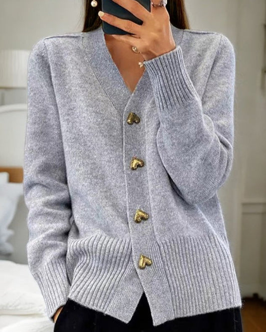 Josefine | Elegant hjerteknap-cardigan